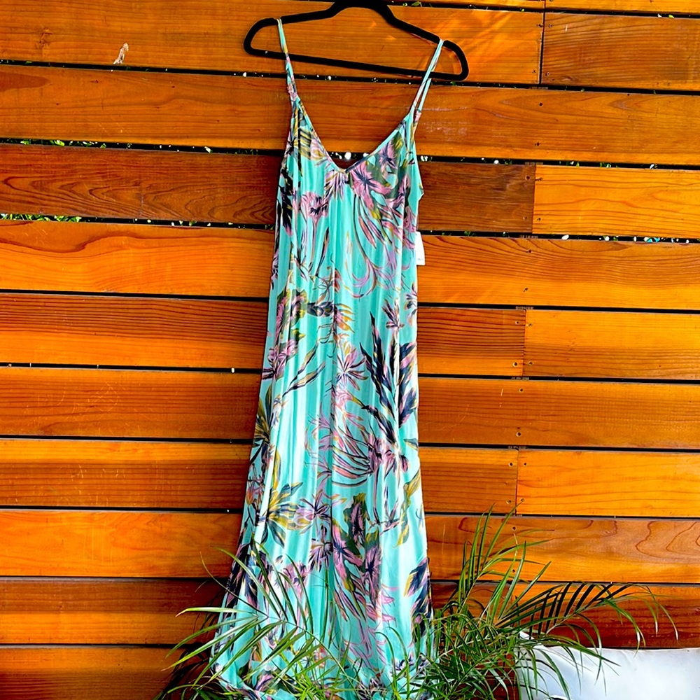 Floral Maxi Dress in Blue and Pink